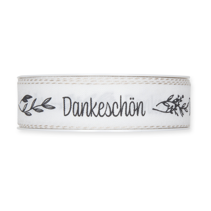 Druckband "Dankeschön" mit Leinenkanten 1154