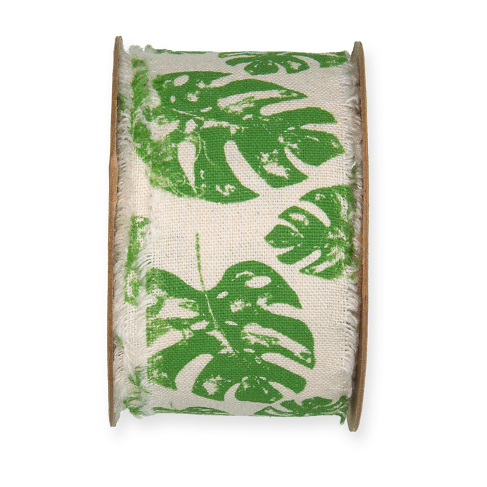 Bedrucktes Baumwollband "Monstera" 24028