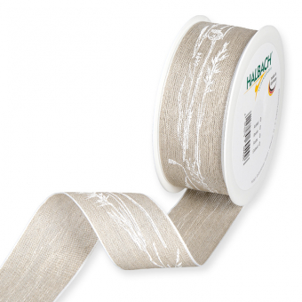 Leinen-Druckband "Grser" 40 mm | Natur/Wei