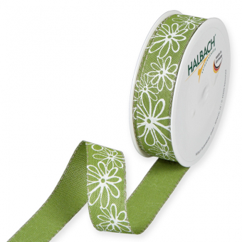 Druckband "Blten" Moosgrn/Wei