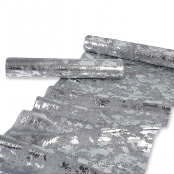 Dekostoff mit Metallic-Druck Grau/Silber