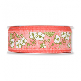 Druckband "Blumenranken" coral