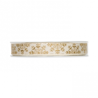 Jacquardband "Schneesterne" 15 mm gold/creme