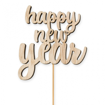 Holz-Stecker "happy new year" 