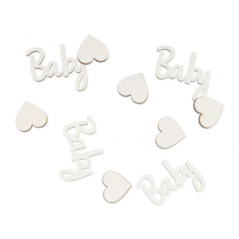 Holz-Streudeko "Baby" 18 Teile Wei
