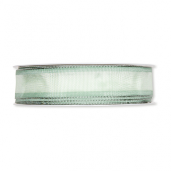 Streifenband mit Drahtkanten 25 mm | Pastellmint/Mint/Jade