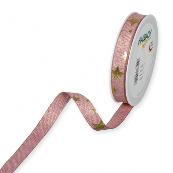 Druckband "Sterne" 15 mm | Pastellbeere/Gold
