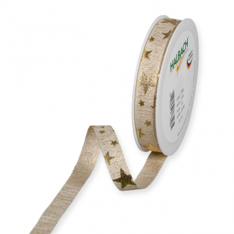 Druckband "Sterne" 15 mm | Creme/Gold