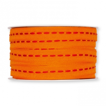 Strukturband mit Steppstreifen / formbarer Drahtkante orange/rot