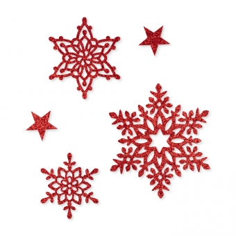Glitter-Sticker "Sterne", selbstklebend rot