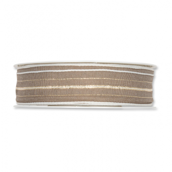 Streifenband mit Lurexakzenten 25 mm | Braun/Wei/Gold