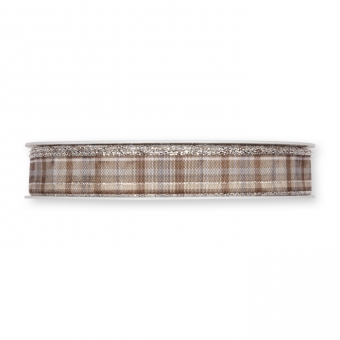 Karoband 15 mm | hellbraun/beige/silber