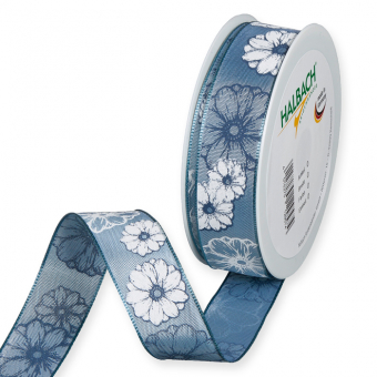 Druckband "Blten" 25 mm Jeansblau/Wei