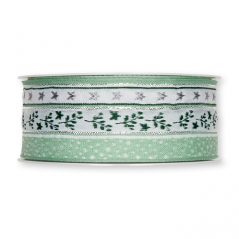 Jacquardband "Mustermix" mint/wei/grn/silber