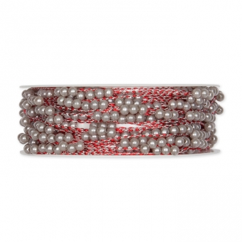 Perlen-Gimpe mit formbarer Drahtseele rot/grau/silber