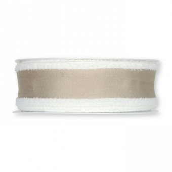 Dekoband mit "Plschrand" 40 mm | beige/wei