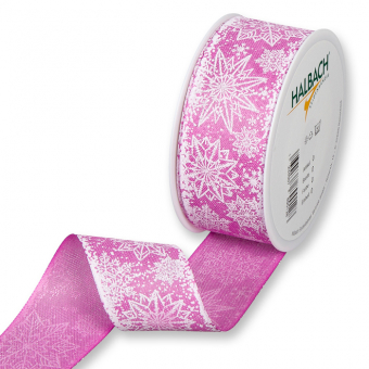 Druckband "Eiskristalle" 40 mm | Pink/Wei