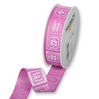 Druckband "Adventskalender" Pink/Wei