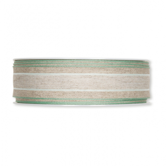 Streifen-Leinenband 25 mm | Natur/Mint