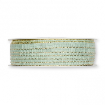 Weihnachtsband "Baumwoll-Optik" 7 mm | mint/gold