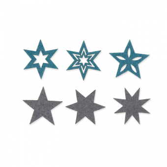 Filzsortiment " Sterne" 36 Stck blau / grau
