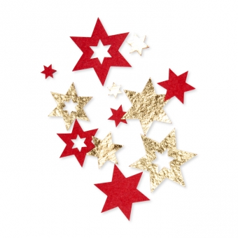 Filz-Sterne mit Foliendruck rot/gold