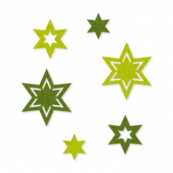Filz-Sortiment "Sterne" 18 Stück hellgrün/grün