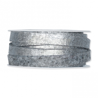 Filzband mit Metallic-Foliendruck hellgrau/silber