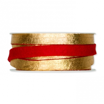 Filzband mit Metallic-Foliendruck rot/gold