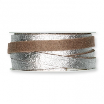 Filzband mit Metallic-Foliendruck hellbraun/silber