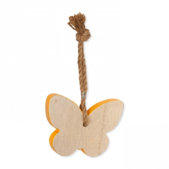 Holz-Hnger "Schmetterling" mit Jutehnger orange