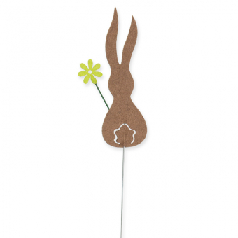 Drahtstecker "Hase mit Blume" Hellbraun