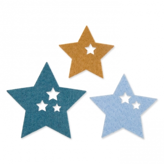 Filzsortiment " Sterne " 6 Stück blau/hellblau/ natur