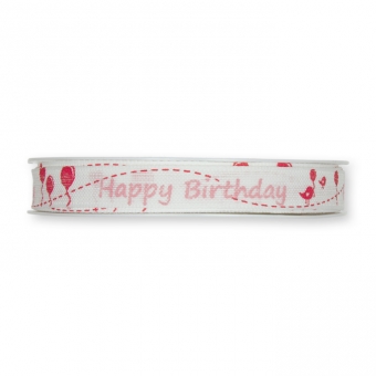Druckband "Happy Birthday" flamingo/pastellrosa