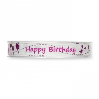 Druckband "Happy Birthday" pink/violet