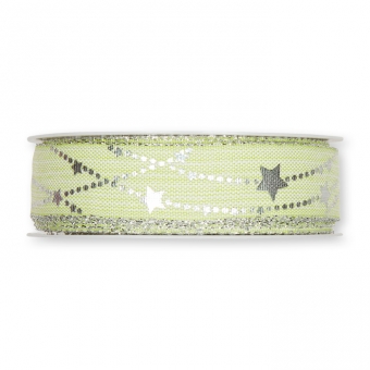 Druckband "Sterne" 25 mm | pastellgrn/silber
