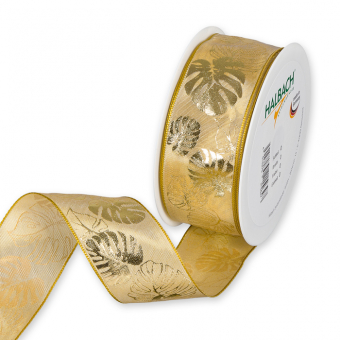 Druckband "Monstera" 40 mm | Honig/Gold