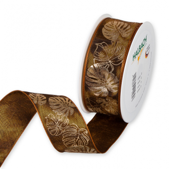 Druckband "Monstera" 40 mm | Cognac/Kupfer