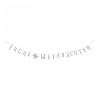 Glitter-Filz-Girlande "Frohe Weihnachten" Silber