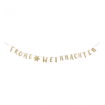 Glitter-Filz-Girlande "Frohe Weihnachten" Gold