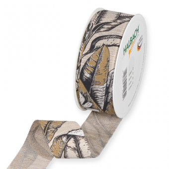 Druckband "Bltter" in Wildseide-Optik 