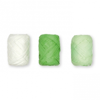 Papier-Raffia-Set 3 x 10 m wei/pastellgrn/grn