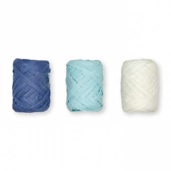 Papier-Raffia-Set 3 x 10 m wei/hellblau/blau