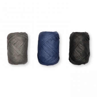 Papier-Raffia-Set 3 x 10 m grau/blau/schwarz