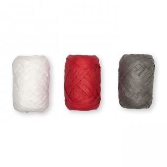 Papier-Raffia-Set 3 x 10 m wei/rot/grau