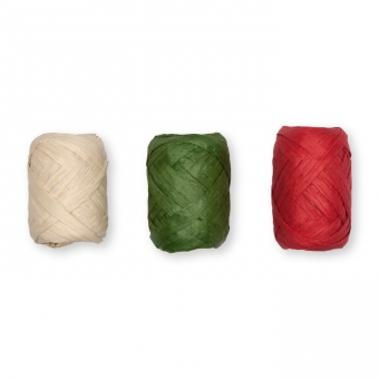 Papier-Raffia-Set 3 x 10 m natur/grn/rot