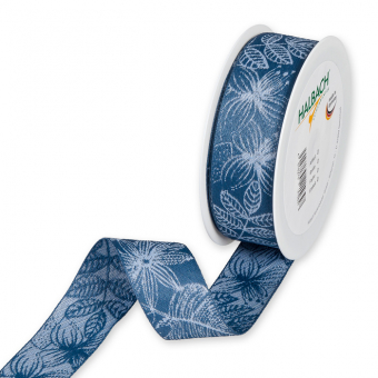 Jacquardband "Flora" Blau/Hellblau