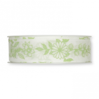 Druckband "Blumenranke" Wei/Mint 