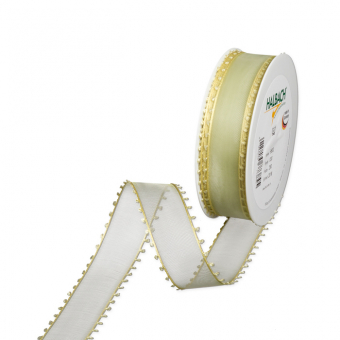 Transparentes Dekorationsband mit Schlaufenkanten 30 mm | Pastellgrn