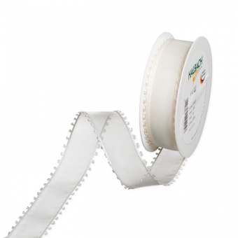Transparentes Dekorationsband mit Schlaufenkanten 30 mm | Creme